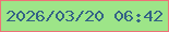 文字の大きさ：2、枠の色：ee7278、背景の色：9de588、文字の色：346385 無料ブログパーツのブログ時計