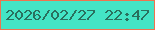 文字の大きさ：1、枠の色：ee734f、背景の色：44e4c5、文字の色：29705e 無料ブログパーツのブログ時計