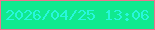 文字の大きさ：3、枠の色：ee738f、背景の色：10e98f、文字の色：28f6dd 無料ブログパーツのブログ時計