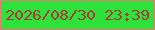 文字の大きさ：4、枠の色：ee7a73、背景の色：2ee13b、文字の色：ab383a 無料ブログパーツのブログ時計