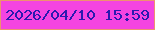 文字の大きさ：4、枠の色：ee916f、背景の色：f444e1、文字の色：2b19b0 無料ブログパーツのブログ時計