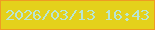 文字の大きさ：3、枠の色：ee9b23、背景の色：e4d11b、文字の色：b9e5d4 無料ブログパーツのブログ時計
