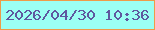 文字の大きさ：2、枠の色：ee9b48、背景の色：9bfff3、文字の色：5f589f 無料ブログパーツのブログ時計