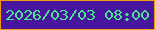 文字の大きさ：3、枠の色：ee9d10、背景の色：48159e、文字の色：4ce690 無料ブログパーツのブログ時計