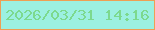 文字の大きさ：2、枠の色：ee9f54、背景の色：9cf0e1、文字の色：7cd98e 無料ブログパーツのブログ時計