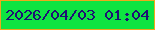 文字の大きさ：1、枠の色：eea91b、背景の色：0ee441、文字の色：1e1174 無料ブログパーツのブログ時計