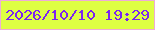 文字の大きさ：1、枠の色：eeacd7、背景の色：deff43、文字の色：7b24f1 無料ブログパーツのブログ時計