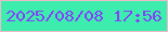 文字の大きさ：5、枠の色：eeb9cb、背景の色：3dedae、文字の色：833ff9 無料ブログパーツのブログ時計