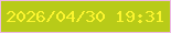 文字の大きさ：4、枠の色：eebae5、背景の色：b8cb18、文字の色：fbf52f 無料ブログパーツのブログ時計