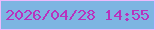 文字の大きさ：5、枠の色：eebbfd、背景の色：7db5e2、文字の色：b832be 無料ブログパーツのブログ時計