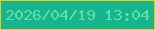 文字の大きさ：1、枠の色：eecb16、背景の色：14b58f、文字の色：62dea5 無料ブログパーツのブログ時計