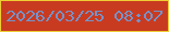文字の大きさ：2、枠の色：eecd33、背景の色：c93b21、文字の色：7493ca 無料ブログパーツのブログ時計