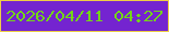 文字の大きさ：4、枠の色：eece46、背景の色：7424d0、文字の色：74d518 無料ブログパーツのブログ時計