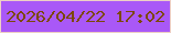 文字の大きさ：1、枠の色：eecfc5、背景の色：a958f7、文字の色：7c4808 無料ブログパーツのブログ時計