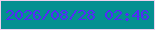 文字の大きさ：2、枠の色：eed2ee、背景の色：049091、文字の色：5429f8 無料ブログパーツのブログ時計