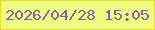 文字の大きさ：2、枠の色：eedb27、背景の色：eefc82、文字の色：8261b2 無料ブログパーツのブログ時計