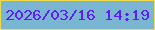文字の大きさ：3、枠の色：eedb47、背景の色：7ab5d2、文字の色：5f1dfa 無料ブログパーツのブログ時計