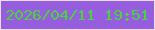 文字の大きさ：2、枠の色：eeddf0、背景の色：975ddf、文字の色：49d43e 無料ブログパーツのブログ時計