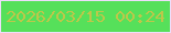 文字の大きさ：3、枠の色：eeddfa、背景の色：56e05a、文字の色：bdc74a 無料ブログパーツのブログ時計