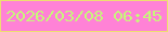 文字の大きさ：1、枠の色：eede71、背景の色：ff82d6、文字の色：c7f77a 無料ブログパーツのブログ時計