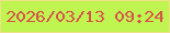 文字の大きさ：1、枠の色：eee286、背景の色：c0f551、文字の色：d6534a 無料ブログパーツのブログ時計