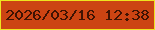 文字の大きさ：4、枠の色：eee420、背景の色：cc4413、文字の色：3f1303 無料ブログパーツのブログ時計