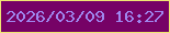 文字の大きさ：1、枠の色：eee672、背景の色：760266、文字の色：9f87ef 無料ブログパーツのブログ時計