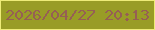 文字の大きさ：1、枠の色：eeeb78、背景の色：999c26、文字の色：965f54 無料ブログパーツのブログ時計