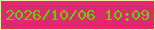 文字の大きさ：3、枠の色：eeec99、背景の色：db2b6c、文字の色：6dcd04 無料ブログパーツのブログ時計