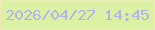 文字の大きさ：3、枠の色：eeedb5、背景の色：dbf1a4、文字の色：b4b2e9 無料ブログパーツのブログ時計