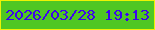 文字の大きさ：1、枠の色：eef304、背景の色：4fc723、文字の色：3d03ee 無料ブログパーツのブログ時計