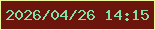 文字の大きさ：3、枠の色：eef59f、背景の色：6b150c、文字の色：83e1a8 無料ブログパーツのブログ時計