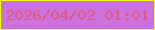 文字の大きさ：5、枠の色：eefc1a、背景の色：cb72dd、文字の色：e05981 無料ブログパーツのブログ時計