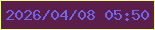 文字の大きさ：2、枠の色：eefd98、背景の色：5b1e4b、文字の色：7166e9 無料ブログパーツのブログ時計