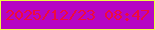 文字の大きさ：1、枠の色：eefe42、背景の色：b605c3、文字の色：ee0b3d 無料ブログパーツのブログ時計