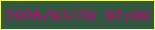 文字の大きさ：5、枠の色：eeff67、背景の色：30573f、文字の色：c90077 無料ブログパーツのブログ時計