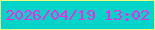 文字の大きさ：2、枠の色：eeff7e、背景の色：03d4ca、文字の色：fa26e1 無料ブログパーツのブログ時計