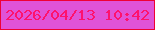 文字の大きさ：1、枠の色：ef0134、背景の色：e053d7、文字の色：fe126d 無料ブログパーツのブログ時計