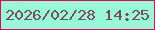 文字の大きさ：1、枠の色：ef0156、背景の色：96fad8、文字の色：84465e 無料ブログパーツのブログ時計