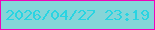 文字の大きさ：4、枠の色：ef03b9、背景の色：85d5d8、文字の色：29d4e2 無料ブログパーツのブログ時計
