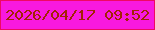文字の大きさ：5、枠の色：ef0862、背景の色：f819de、文字の色：a22304 無料ブログパーツのブログ時計