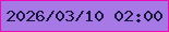 文字の大きさ：4、枠の色：ef08b6、背景の色：a679e6、文字の色：16183a 無料ブログパーツのブログ時計