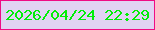 文字の大きさ：5、枠の色：ef0c85、背景の色：e1d3f3、文字の色：02ee08 無料ブログパーツのブログ時計