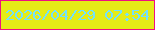 文字の大きさ：2、枠の色：ef1081、背景の色：e5ec16、文字の色：74e1fb 無料ブログパーツのブログ時計