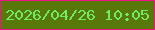 文字の大きさ：5、枠の色：ef108a、背景の色：587909、文字の色：6fec65 無料ブログパーツのブログ時計