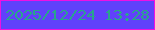 文字の大きさ：1、枠の色：ef10e3、背景の色：6041fb、文字の色：29a58c 無料ブログパーツのブログ時計