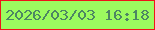 文字の大きさ：3、枠の色：ef1419、背景の色：9cfb5f、文字の色：4d8663 無料ブログパーツのブログ時計