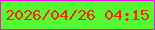 文字の大きさ：5、枠の色：ef16db、背景の色：56f932、文字の色：f72408 無料ブログパーツのブログ時計