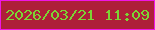 文字の大きさ：1、枠の色：ef16e6、背景の色：ae1f39、文字の色：7cd534 無料ブログパーツのブログ時計