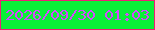 文字の大きさ：5、枠の色：ef1e76、背景の色：0af037、文字の色：d34bfd 無料ブログパーツのブログ時計